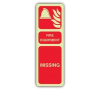 V Safety Glow In The Dark Fire Equipment Missing Sign - 100 x 300 mm - Realizzato in plastica rigida Double Glow - Segnaletica antincendio - Made in Britain