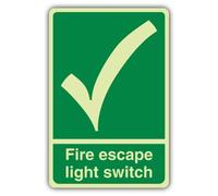 V Safety Glow in the Dark Fire Escape Light Switch Sign - 200 x 300 mm - Realizzato in vinile autoadesivo a doppio bagliore - Segnaletica antincendio - Made in Britain
