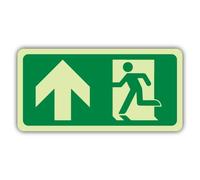 V Safety Glow In The Dark Fire Exit Arrow Up - Cartello di sicurezza con scritta "Man Running Sinistra", formato orizzontale, 300 x 150 mm, realizzato in vinile autoadesivo triplo fosforescente