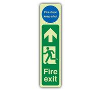 V Safety Glow In The Dark Fire Exit Door Plate Man Left - Fire Door Keep Shut Sign - 75 x 300 mm - Realizzato in plastica rigida Triple Glow - Segnaletica antincendio - Made in Britain