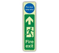 V Safety Glow In The Dark Fire Exit Door Plate Man Right - Fire Door Keep Shut Sign - 120 x 480 mm - Realizzato in vinile autoadesivo a doppio bagliore - Segnaletica antincendio - Made in Britain
