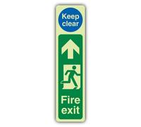 V Safety Glow In The Dark Fire Exit Door Plate Man Right - Keep Clear Sign - 120 x 480 mm - Realizzato in plastica rigida Double Glow - Segnaletica antincendio - Made in Britain