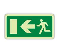 V Safety Glow In The Dark Fire Exit - Running Man - Arrow Left - CE Directive Sign - 300 x 150 mm - Realizzato in vinile autoadesivo Triple Glow - Segnaletica antincendio - Made in Britain