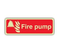 V Safety Glow In The Dark Fire Pump Sign - Formato orizzontale - 600 x 200 mm - Realizzato in plastica rigida Double Glow - Segnaletica antincendio - Made in Britain