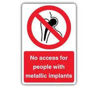 V Safety Glow In The Dark No Access For People With Metallic Implants - 150 x 200 mm - vinile autoadesivo standard Glow - Segnaletica di divieto - Made in Britain