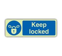 V Safety Keep Locked- Cartello orizzontale - 450 x 150 mm - vinile a doppia | Vinile autoadesivo fosforescente al buio, segnaletica obbligatoria di sicurezza, prodotta in Gran Bretagna