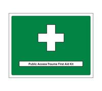 V Safety - Kit di pronto soccorso per traumi di accesso pubblico, orizzontale, 300 x 200 mm, 3 mm, in alluminio composito