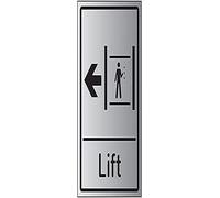 V Safety Lift Arrow - Freccia sinistra, 200 x 300 mm, autoadesiva, effetto alluminio