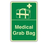 V Safety Medical Grab Bag Sign - 150 x 225 mm - vinile doppio bagliore | Vinile autoadesivo che si illumina al buio, doppio bagliore, per segnaletica di pronto soccorso, prodotto in Gran Bretagna
