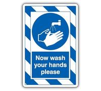 V Safety Now Wash Your Hands Please - ExtraViz 250 x 350 mm - Cartello di sicurezza autoadesivo in vinile