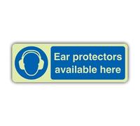 V Safety Photoluminescent Ear Protectors Available Here- Segnale di sicurezza orizzontale - 450 x 150 mm - Vinile autoadesivo - Triple Glow