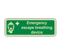 V Safety Photoluminescent Emergency Escape Breathing Device - Segnale di sicurezza paesaggistico - 450 x 150 mm - Vinile autoadesivo - Double Glow