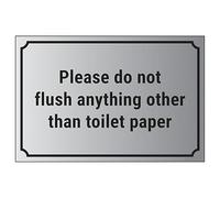 V Safety Please Do Not Flush Anything Other Than Toilet Paper 200 x 150 mm - vinile autoadesivo - Segnale di sicurezza effetto alluminio