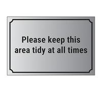 V Safety Please Keep This Area Tidy At All Times 200 x 150 mm - vinile autoadesivo - Segnale di sicurezza effetto alluminio