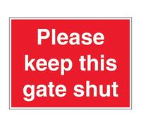V Safety Please Keep This Gate Shut - grande paesaggio 400 x 300 mm - 3 mm alluminio composito segnale di sicurezza