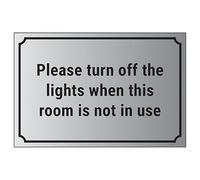 V Safety Please Turn Off The Lights When This Room Is Not In Use 300 x 200 mm - Vinile autoadesivo - Segnale di sicurezza effetto alluminio