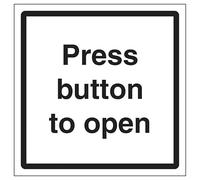 V Safety Press Button To Open 150 x 150 mm - 3 mm alluminio spazzolato composito segnale di sicurezza