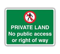 V Safety Private Land No Public Access Or Right Of Way Safety Sign - 400 x 300 mm - Vinile autoadesivo