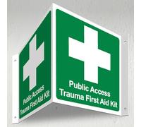 V Safety Public Access Trauma First Aid Kit - Cartello 3D per corridoio 340 x 150 mm - 3 mm Palboard segnale di sicurezza per interni