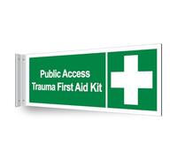 V Safety Public Access Trauma First Aid Kit - Cartello per corridoio 450 x 150 mm - 3 mm Palboard segnale di sicurezza per interni