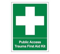 V Safety Public Access Trauma First Aid Kit - Ritratto 100 x 150 mm - 2 mm Cartello di sicurezza in plastica rigida