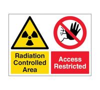 V Safety Radiation Controlled Area/Access Restricted - Paesaggio 400 x 300 mm - 2 mm cartello di sicurezza in plastica rigida