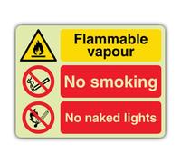 V Safety - Segnale di sicurezza con scritta in lingua inglese "Flammable | Si illumina al buio, in plastica rigida a doppia luce, senza fumo, prodotta nel Regno Unito