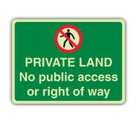 V Safety - Segnale di sicurezza fotoluminescente con scritta "Private Land", 600 x 450 mm, composito in alluminio da 3 mm, Double Glow