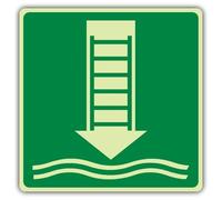 V Safety - Segnale di sicurezza fotoluminescente con simbolo della scala di imbarco - 450 x 450 mm - vinile autoadesivo - Triple Glow