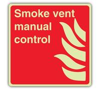 V Safety - Segnale di sicurezza fotoluminescente per fumo, controllo manuale, 80 x 80 mm, plastica rigida da 1,2 mm, standard Glow