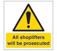 V Safety Shoplifters Will Be Prosecuted 150 x 150 mm - Cartello di sicurezza composito in alluminio spazzolato da 3 mm