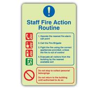 V Safety Staff Fire Action Routine Do Not Use Lifts Sign - 200 x 300 mm | Segnaletica antincendio in plastica rigida che si illumina al buio, tripla fosforescente, prodotta in Gran Bretagna