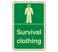 V Safety Survival Clothing Sign - 300 x 450 mm - Double Glow vinile | Vinile autoadesivo che si illumina al buio, con doppia luce, segnaletica di sicurezza marina, prodotta in Gran Bretagna