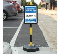 V Safety Temporary Signpost - Reserved Parking For Visitors Please Keep Clear Safety Sign - 210 x 297 mm (A4) - 3 mm RA2 riflettente alluminio composito