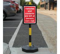 V Safety Temporary Signpost - Vehicles & Contents Left at Owners Own Risk Cartello di sicurezza - 210 x 297 mm (A4) - 3 mm RA2 riflettente alluminio composito