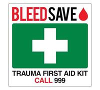 V Safety Trauma First Aid Kit - Call 999 - Quadrato 150 x 150 mm - Vinile autoadesivo fosforescente