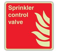 V Safety - Valvola di controllo fotoluminescente per irrigatore, segnale di sicurezza quadrato, 200 x 200 mm, plastica rigida da 1,2 mm, triplo bagliore