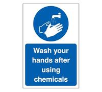 V Safety Wash Your Hands After Using Chemicals 400 x 600 mm cartello di sicurezza - Glow in the Dark 1 mm plastica rigida