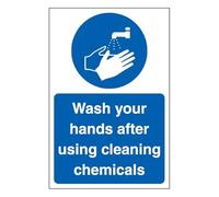 V Safety Wash Your Hands After Using Cleaning Chemicals 300 x 400 mm cartello di sicurezza - Glow in the Dark 1 mm plastica rigida