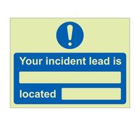 V Safety Your Incident Lead Is Located 300 x 200 mm - Cartello di sicurezza autoadesivo in vinile fosforescente