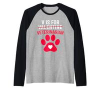 V Sta per Veterinarian Funny Valentines Day Pet Doctor Medic Maglia con Maniche Raglan