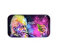 V Syndicate - Contenitore in latta per tabacco, 50 g, design Einstein, 12 x 6 cm