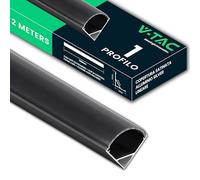 V-TAC 1 Profilo per Strisce Led da 2 METRI Angolare in Alluminio Nero - (2 Metri Totali) - Profili per Strisce LED con Copertura Opaca Nera - Angoli 15,8mm - Apertura 10,5 mm