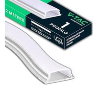 V-TAC 1 Profilo per Strisce Led Flessibili da 2 METRI - Profil Pieghevole Parete e Soffitto per Striscia LED in Alluminio con Copertura Opaca - Profili - Colore Argento - 18 x 6 mm