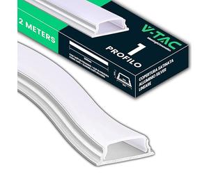 V-TAC 1 Profilo per Strisce Led Flessibili da 2 METRI - Profil Pieghevole Parete e Soffitto per Striscia LED in Alluminio con Copertura Opaca - Profili - Colore Argento - 18 x 6 mm