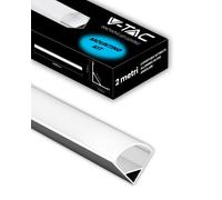 V-TAC 1 x profilo in alluminio angolare da 2 metri per strisce LED - profili in alluminio con coperchio satinato - larghezza massima della striscia LED: 10,5 mm - Dimensioni: 21,3 x 15,8 mm
