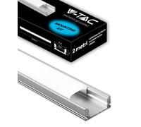 V-TAC 1 x profilo in alluminio da 2 metri per strisce LED - profili per strisce luminose con coperchio opaco - larghezza massima della striscia LED: 12,4 mm - Dimensioni: 17,4 mm x 7 mm