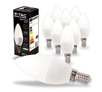 V-TAC 10x Lampadine LED Candela con Attacco E14 - 4,5W (Equivalenti a 40W) - Lampadine di Nuova Generazione - 470 Lumen - Massima Efficienza e Risparmio Energetico - 3000K Luce Bianca Calda