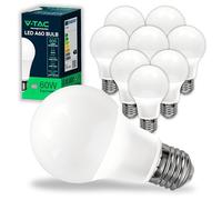 V-TAC 10x Lampadine LED con Attacco E27 8,5W (Equivalenti a 60W) A60 - Nuova Generazione - 806 Lumen - Massima Efficienza e Risparmio Energetico - 3000K Luce Bianca Calda