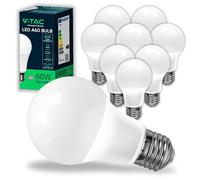 V-TAC 10x Lampadine LED di Nuova Generazione con Attacco E27 8,5W (Equivalenti a 60W) A60 equivalente in pollici a A19 - 806 Lumen 4000K Luce Bianca Naturale, L'imballo può variare